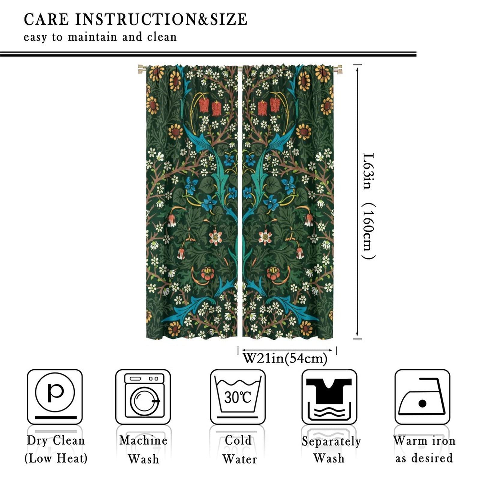 Amazon｜William Morris レトロウィンドウカーテン ボタニカル柄